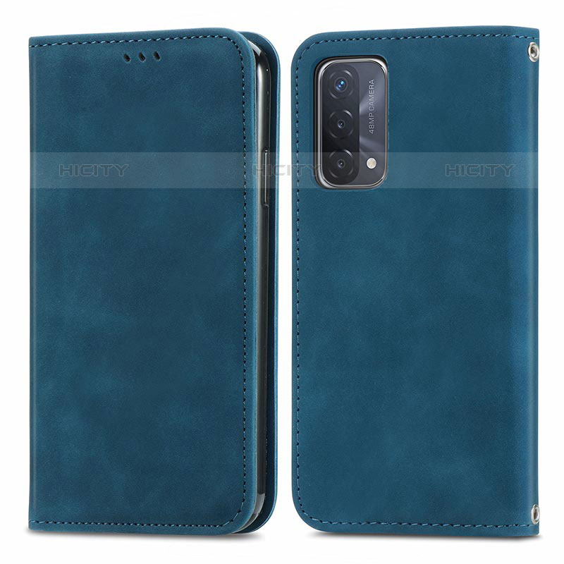 Handytasche Stand Schutzhülle Flip Leder Hülle S04D für Oppo A93 5G Blau Plus