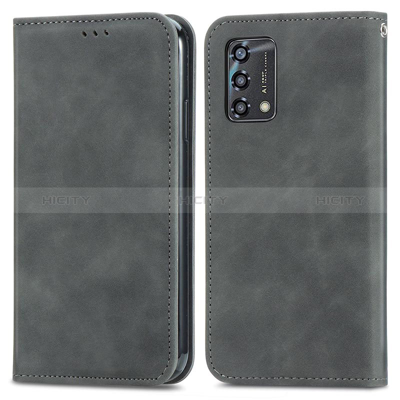 Handytasche Stand Schutzhülle Flip Leder Hülle S04D für Oppo A95 4G Grau Plus