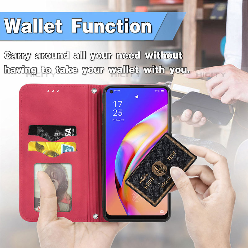 Handytasche Stand Schutzhülle Flip Leder Hülle S04D für Oppo F19 Pro+ Plus 5G groß