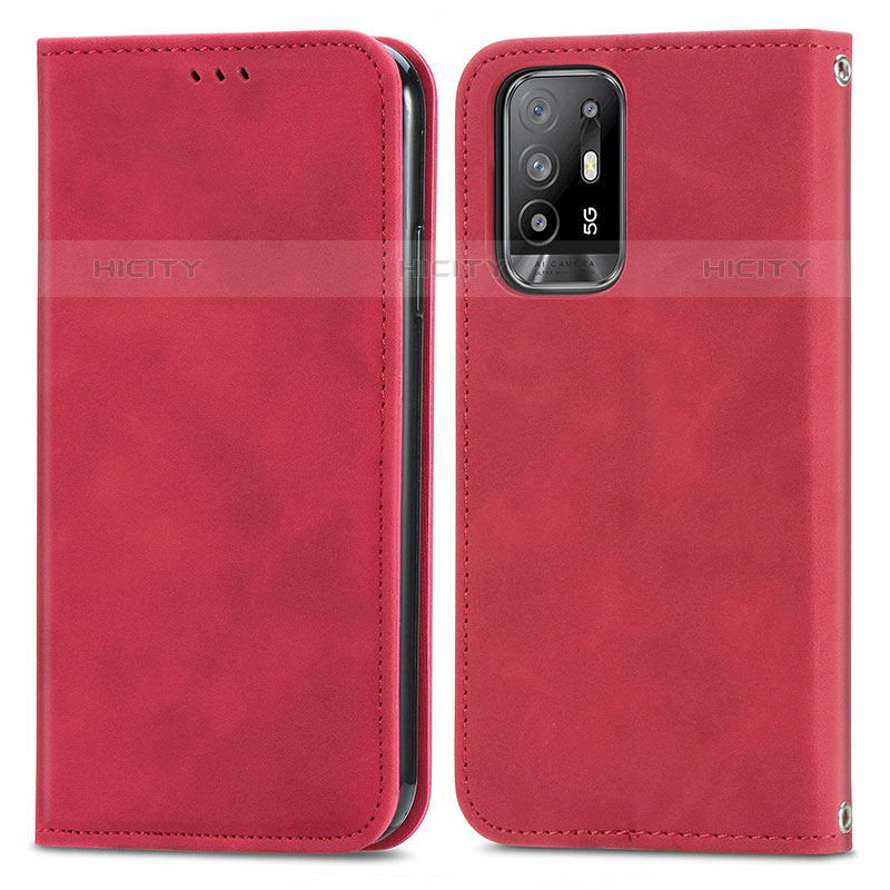 Handytasche Stand Schutzhülle Flip Leder Hülle S04D für Oppo F19 Pro+ Plus 5G Rot Plus