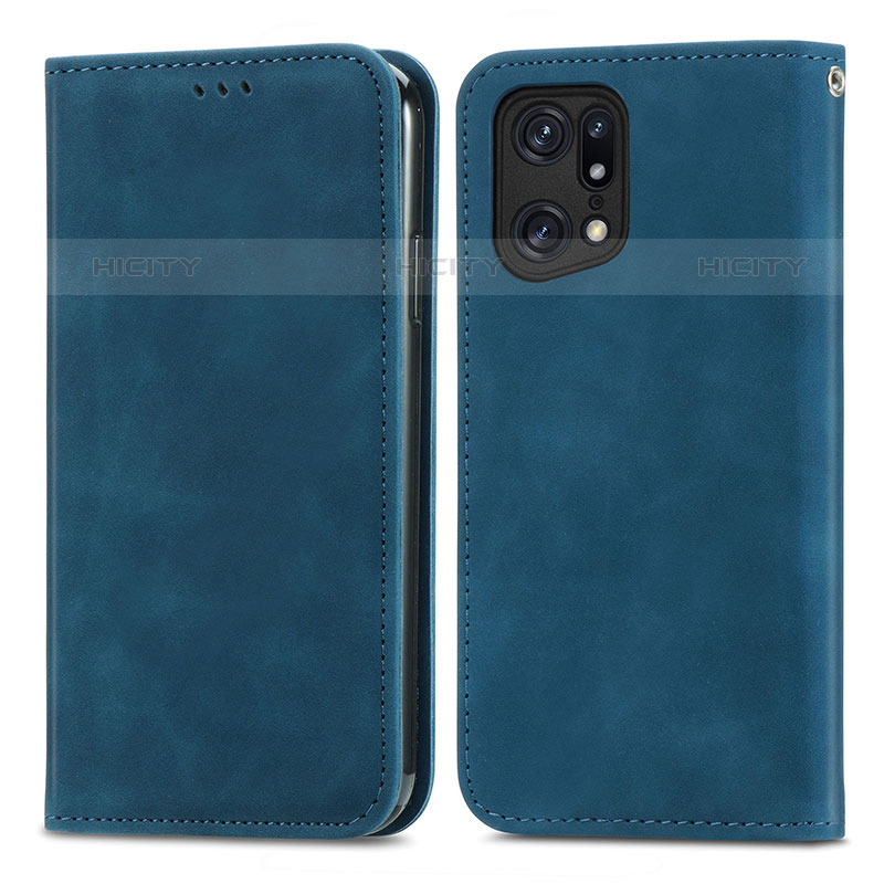 Handytasche Stand Schutzhülle Flip Leder Hülle S04D für Oppo Find X5 Pro 5G Blau