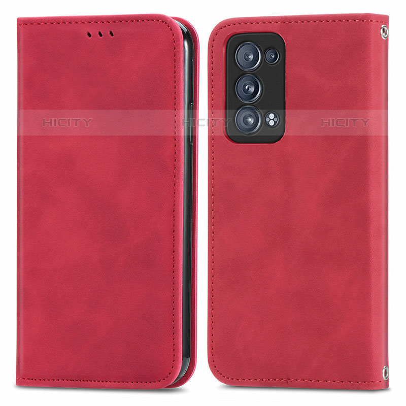 Handytasche Stand Schutzhülle Flip Leder Hülle S04D für Oppo Reno6 Pro+ Plus 5G Rot Plus