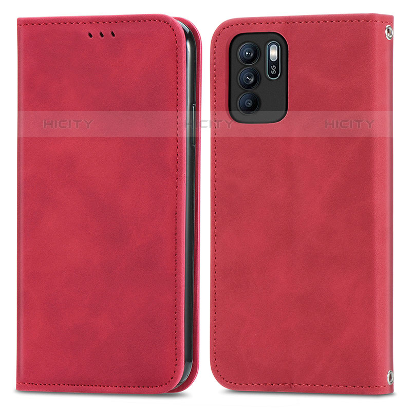 Handytasche Stand Schutzhülle Flip Leder Hülle S04D für Oppo Reno6 Z 5G Rot