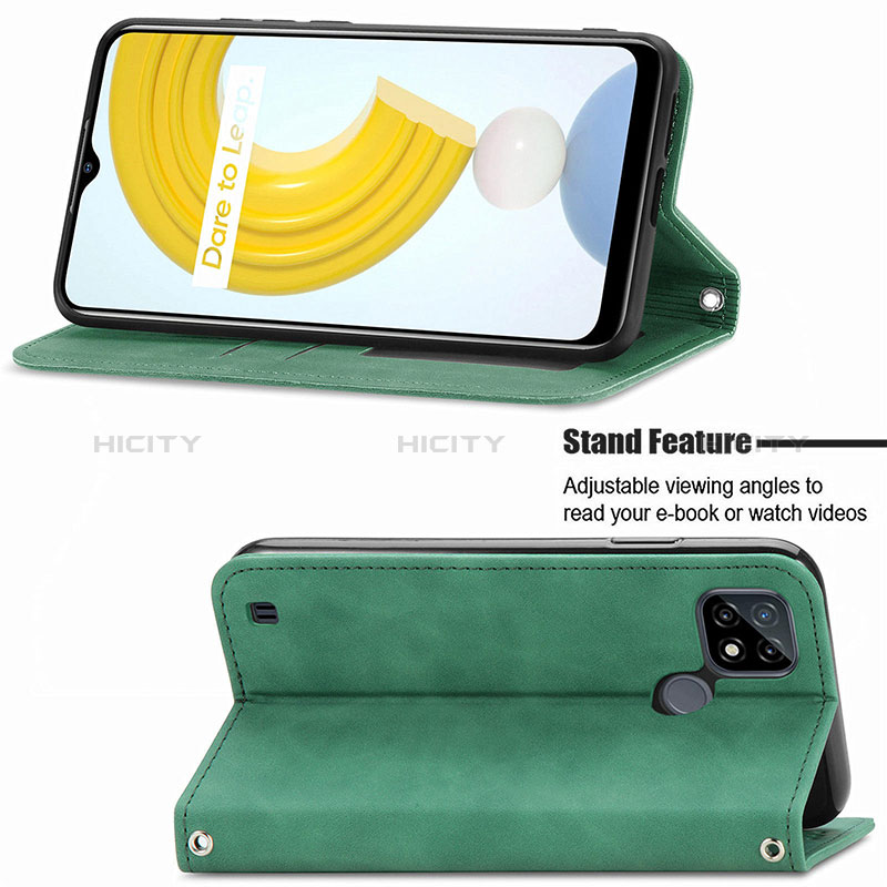 Handytasche Stand Schutzhülle Flip Leder Hülle S04D für Realme C21Y