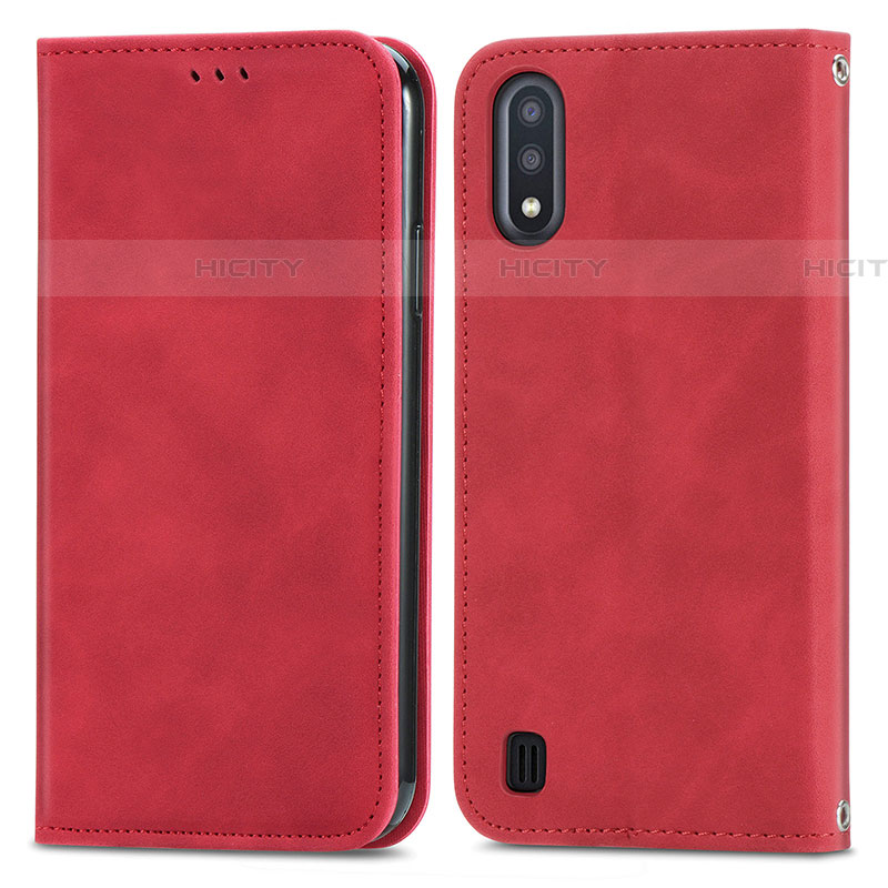 Handytasche Stand Schutzhülle Flip Leder Hülle S04D für Samsung Galaxy A01 SM-A015 Rot