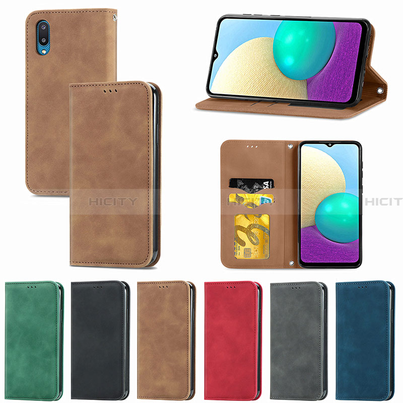 Handytasche Stand Schutzhülle Flip Leder Hülle S04D für Samsung Galaxy A02