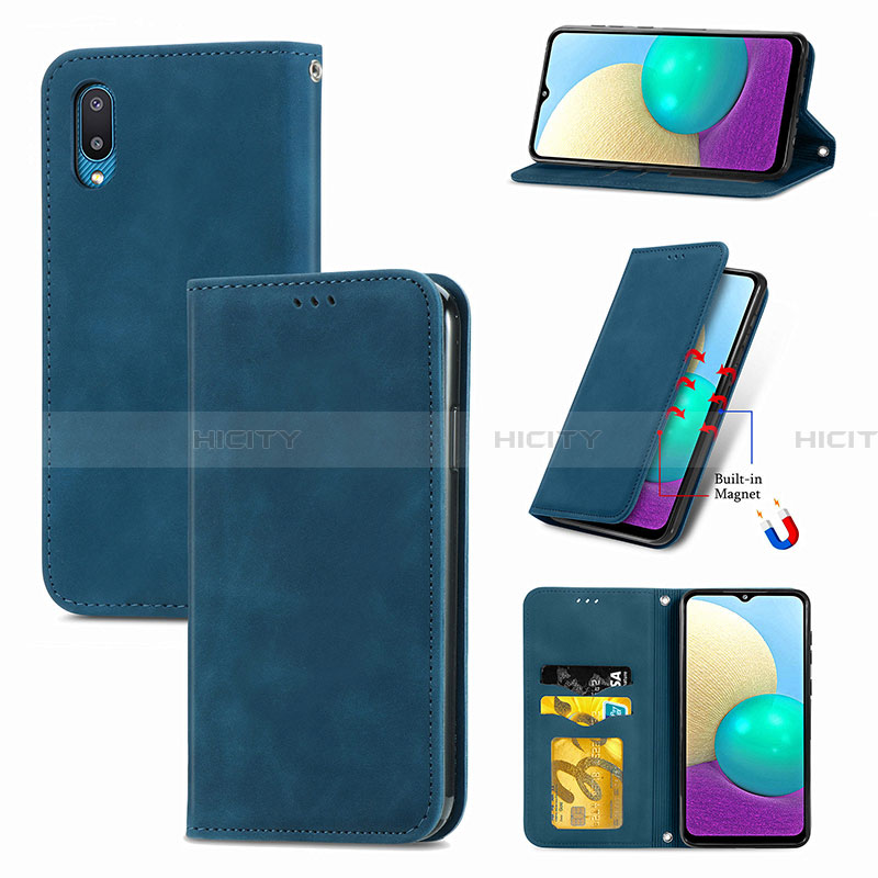 Handytasche Stand Schutzhülle Flip Leder Hülle S04D für Samsung Galaxy A02