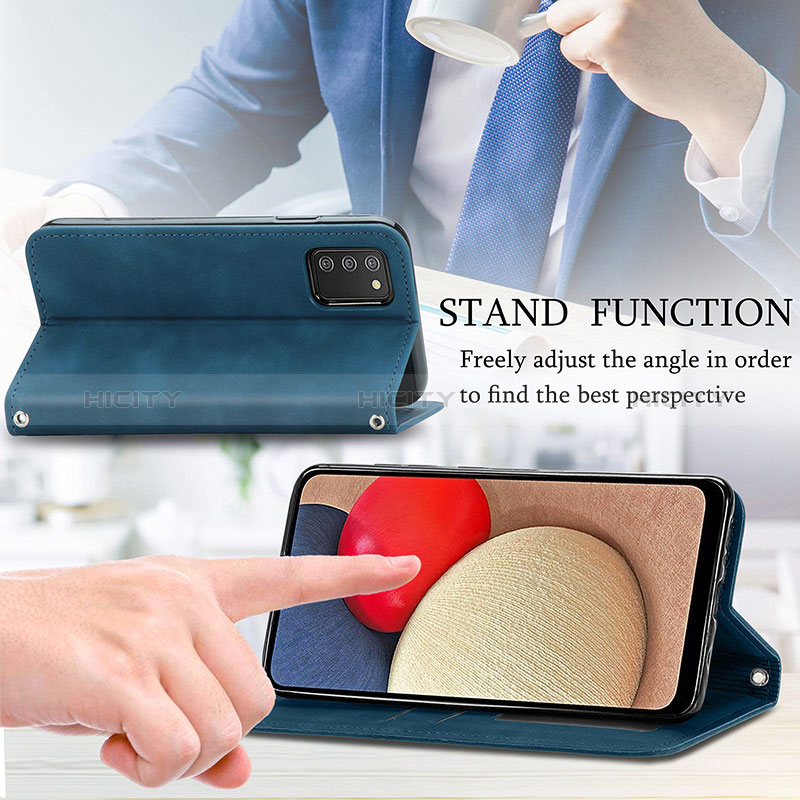 Handytasche Stand Schutzhülle Flip Leder Hülle S04D für Samsung Galaxy A02s groß