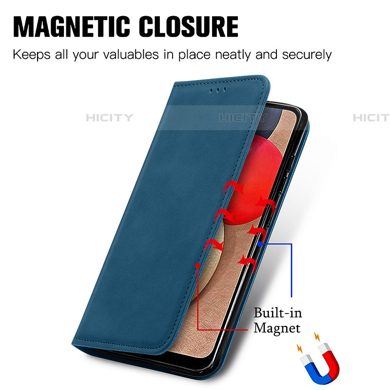 Handytasche Stand Schutzhülle Flip Leder Hülle S04D für Samsung Galaxy A03s groß