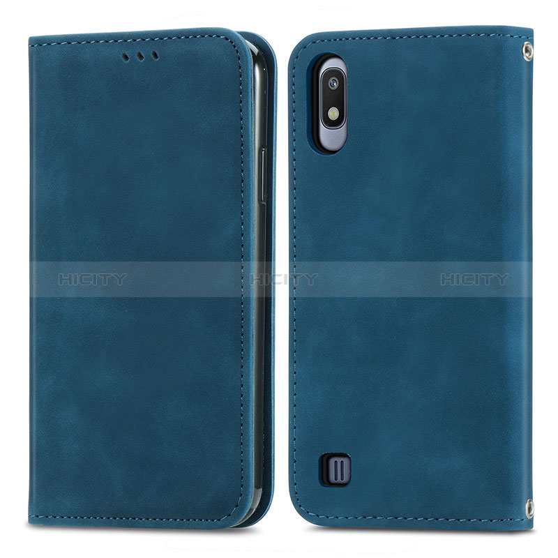 Handytasche Stand Schutzhülle Flip Leder Hülle S04D für Samsung Galaxy A10 Blau