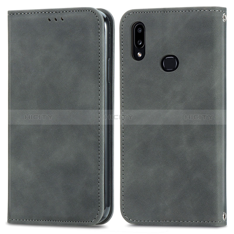 Handytasche Stand Schutzhülle Flip Leder Hülle S04D für Samsung Galaxy A10s Grau Plus