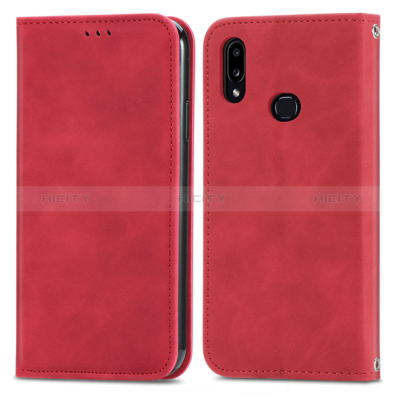 Handytasche Stand Schutzhülle Flip Leder Hülle S04D für Samsung Galaxy A10s Rot Plus