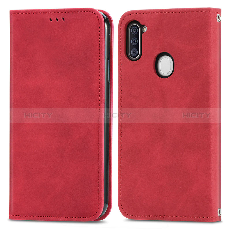 Handytasche Stand Schutzhülle Flip Leder Hülle S04D für Samsung Galaxy A11 Rot