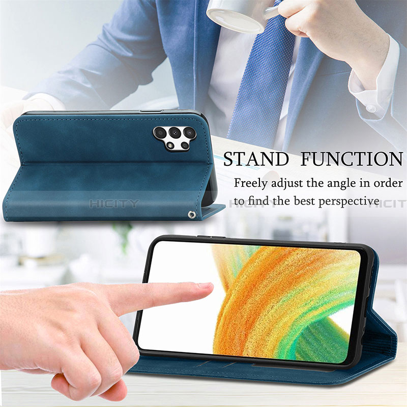 Handytasche Stand Schutzhülle Flip Leder Hülle S04D für Samsung Galaxy A13 4G groß