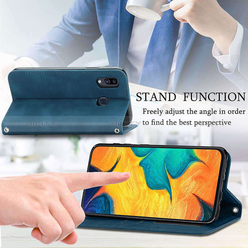 Handytasche Stand Schutzhülle Flip Leder Hülle S04D für Samsung Galaxy A20