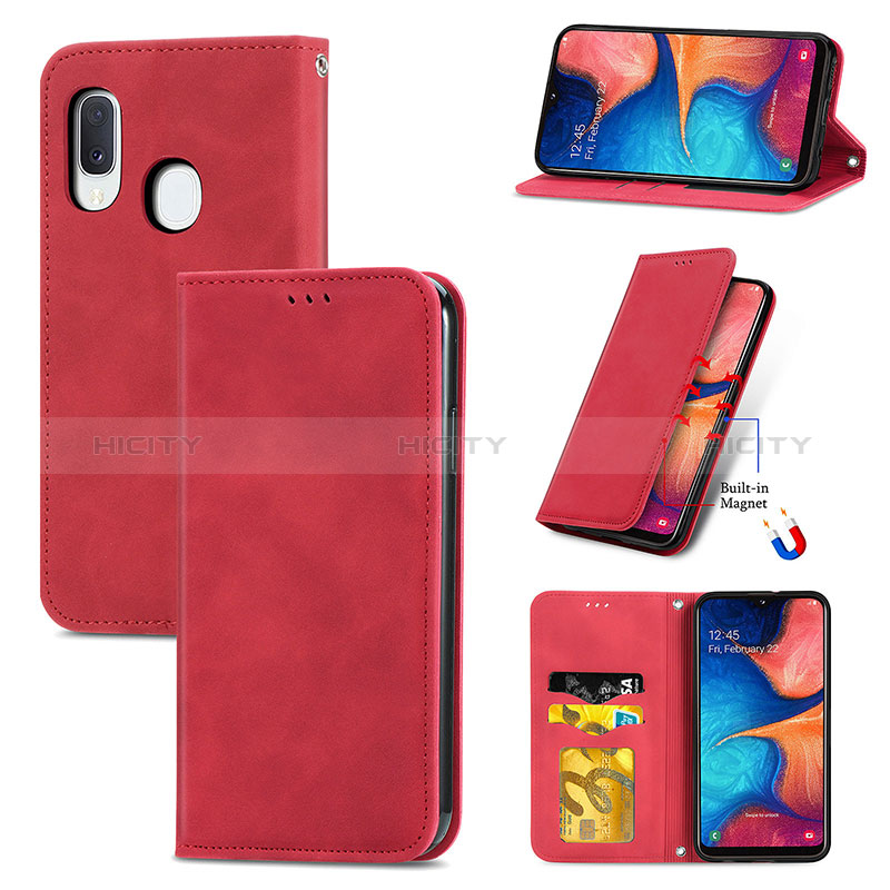 Handytasche Stand Schutzhülle Flip Leder Hülle S04D für Samsung Galaxy A20e