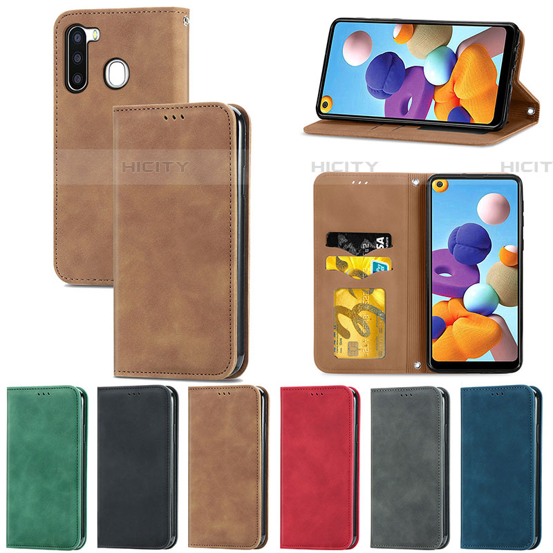 Handytasche Stand Schutzhülle Flip Leder Hülle S04D für Samsung Galaxy A21 European