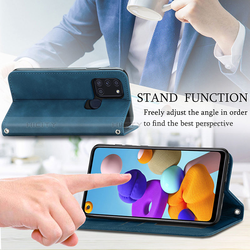 Handytasche Stand Schutzhülle Flip Leder Hülle S04D für Samsung Galaxy A21s