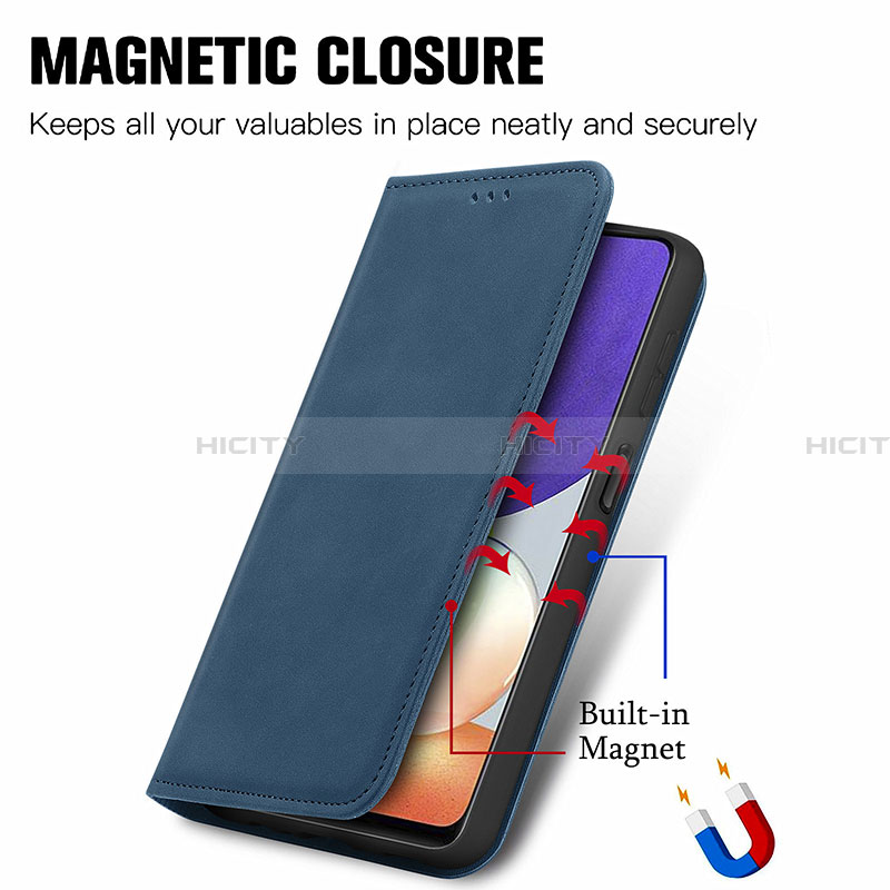 Handytasche Stand Schutzhülle Flip Leder Hülle S04D für Samsung Galaxy A22 4G groß