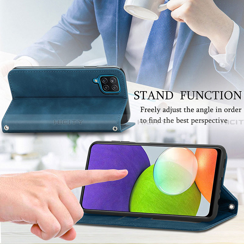 Handytasche Stand Schutzhülle Flip Leder Hülle S04D für Samsung Galaxy A22 4G groß