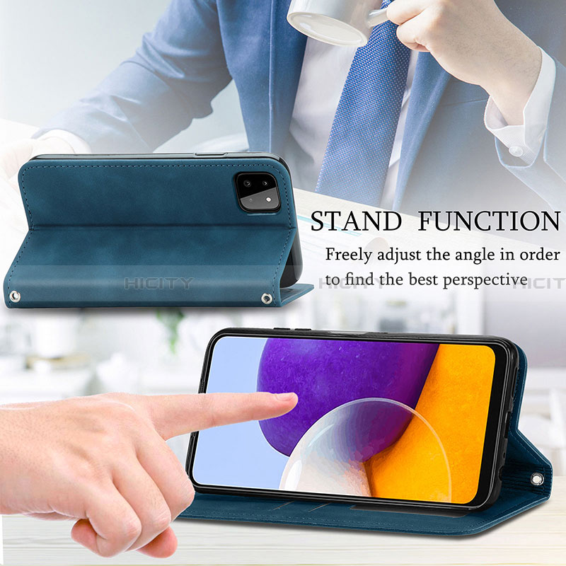 Handytasche Stand Schutzhülle Flip Leder Hülle S04D für Samsung Galaxy A22 5G groß