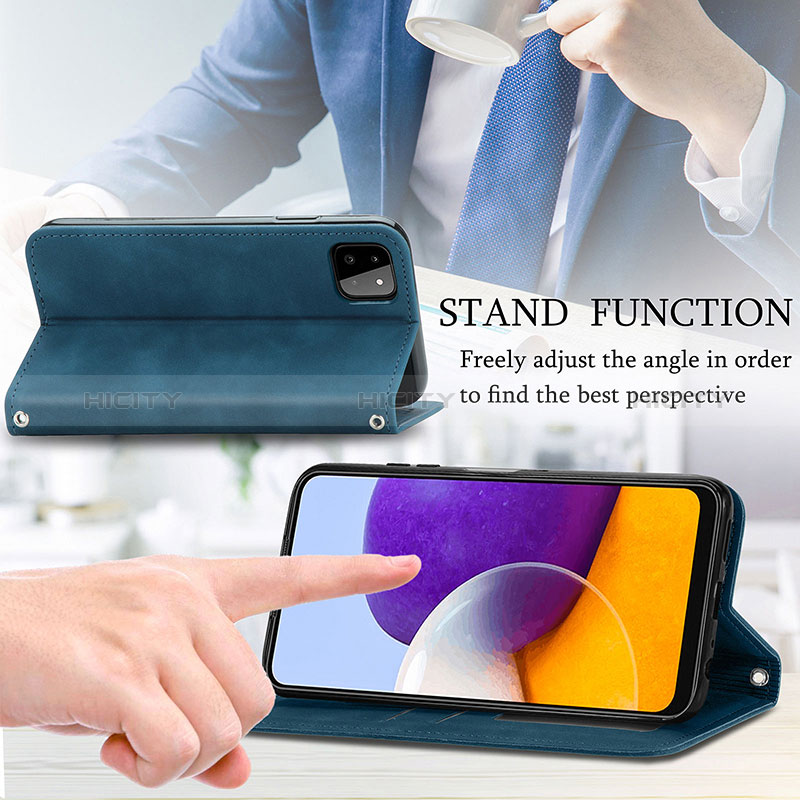 Handytasche Stand Schutzhülle Flip Leder Hülle S04D für Samsung Galaxy A22s 5G groß