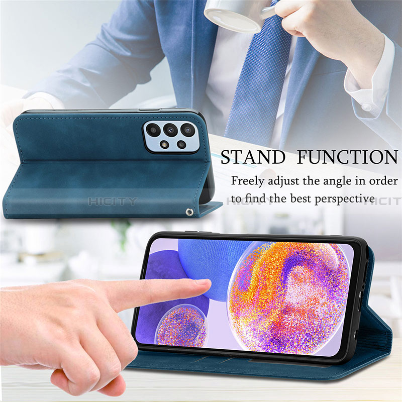 Handytasche Stand Schutzhülle Flip Leder Hülle S04D für Samsung Galaxy A23 4G groß