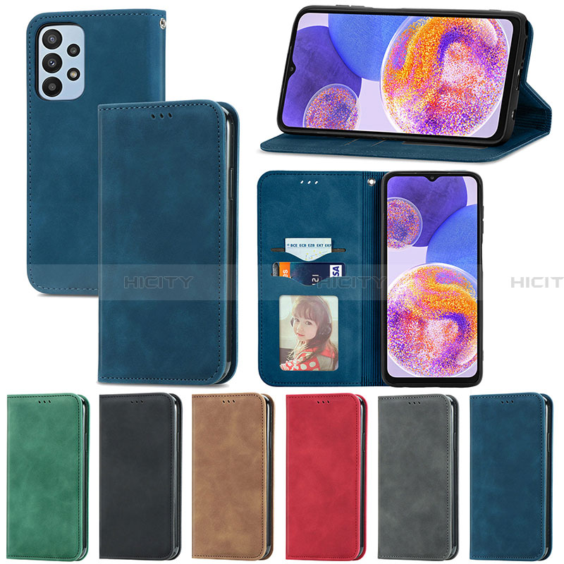 Handytasche Stand Schutzhülle Flip Leder Hülle S04D für Samsung Galaxy A23 4G groß