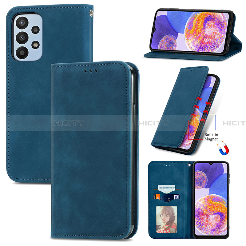 Handytasche Stand Schutzhülle Flip Leder Hülle S04D für Samsung Galaxy A23 4G