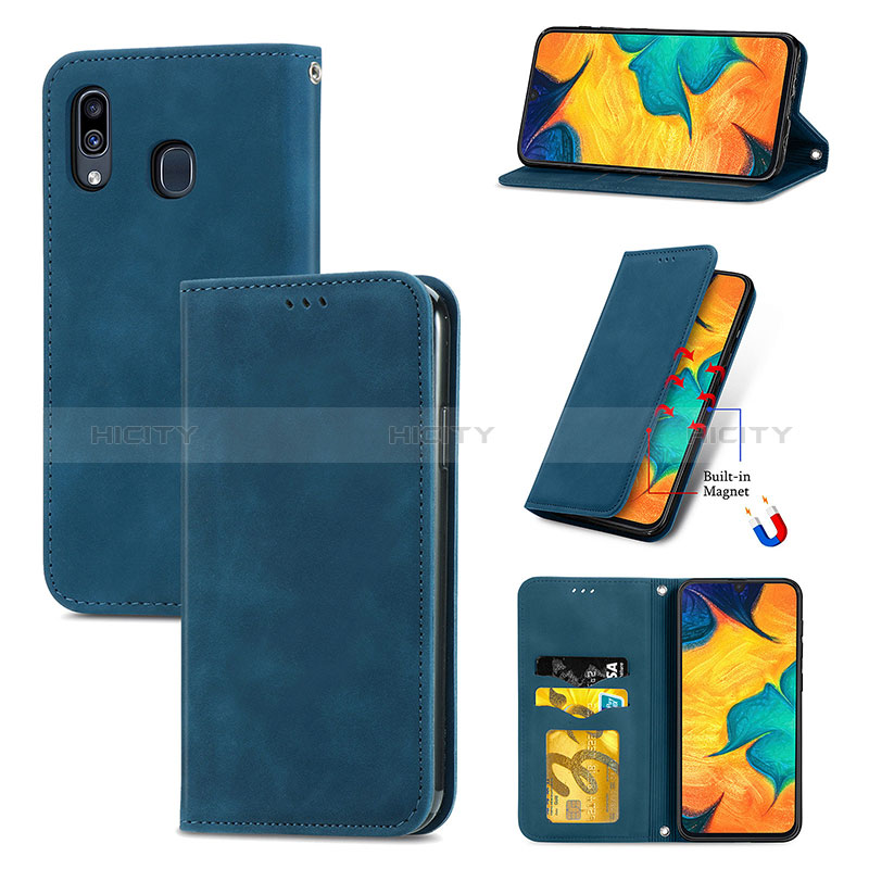 Handytasche Stand Schutzhülle Flip Leder Hülle S04D für Samsung Galaxy A30