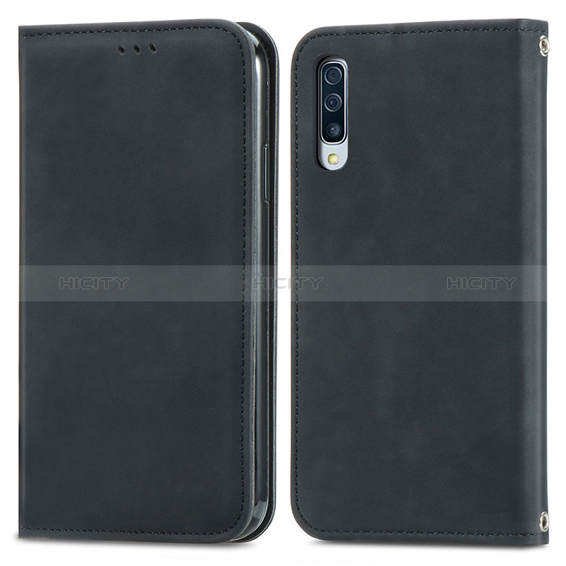 Handytasche Stand Schutzhülle Flip Leder Hülle S04D für Samsung Galaxy A30S Schwarz