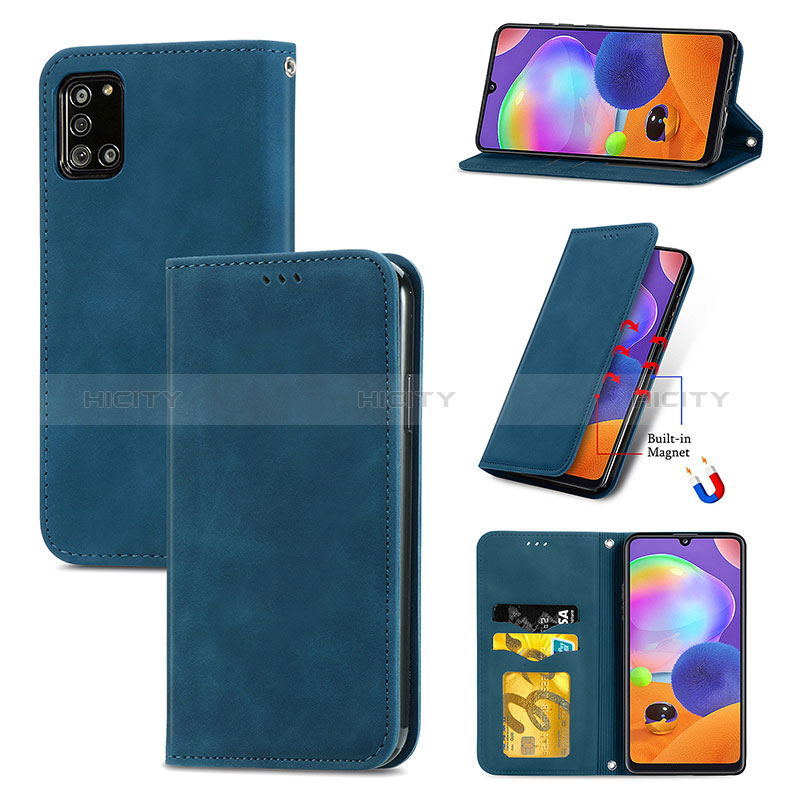 Handytasche Stand Schutzhülle Flip Leder Hülle S04D für Samsung Galaxy A31 groß