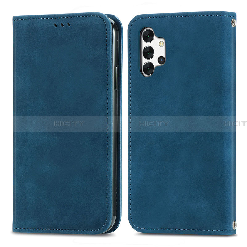 Handytasche Stand Schutzhülle Flip Leder Hülle S04D für Samsung Galaxy A32 5G Blau Plus