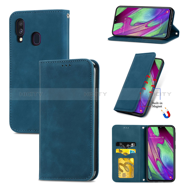 Handytasche Stand Schutzhülle Flip Leder Hülle S04D für Samsung Galaxy A40