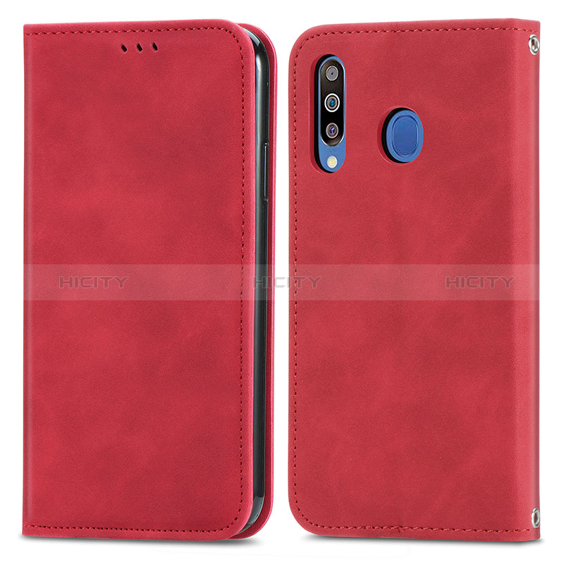 Handytasche Stand Schutzhülle Flip Leder Hülle S04D für Samsung Galaxy A40s Rot Plus