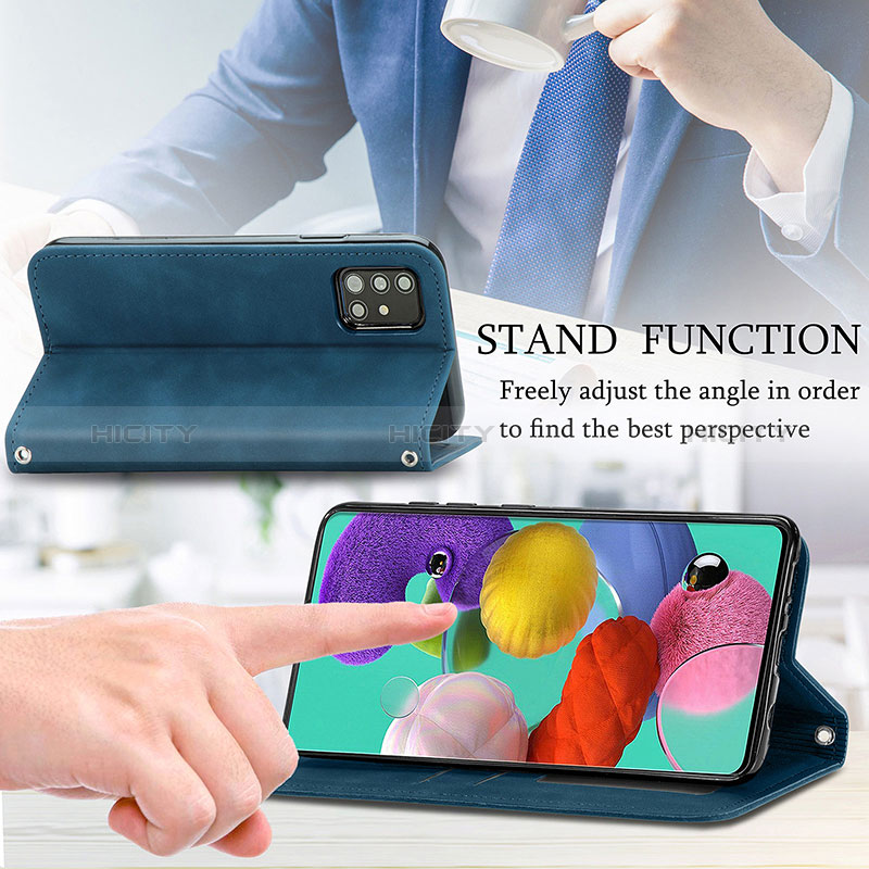 Handytasche Stand Schutzhülle Flip Leder Hülle S04D für Samsung Galaxy A51 4G