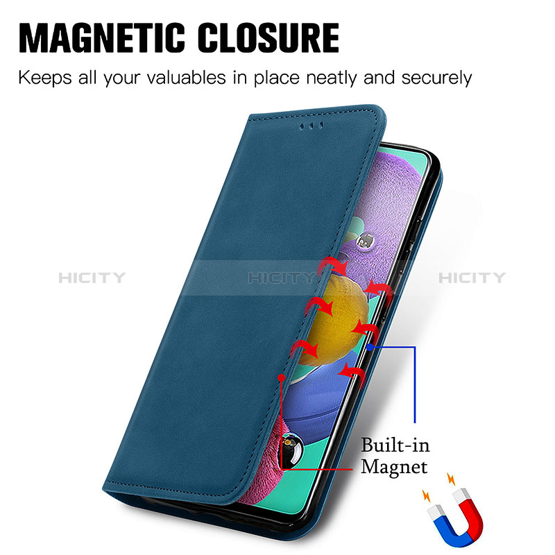 Handytasche Stand Schutzhülle Flip Leder Hülle S04D für Samsung Galaxy A51 5G groß