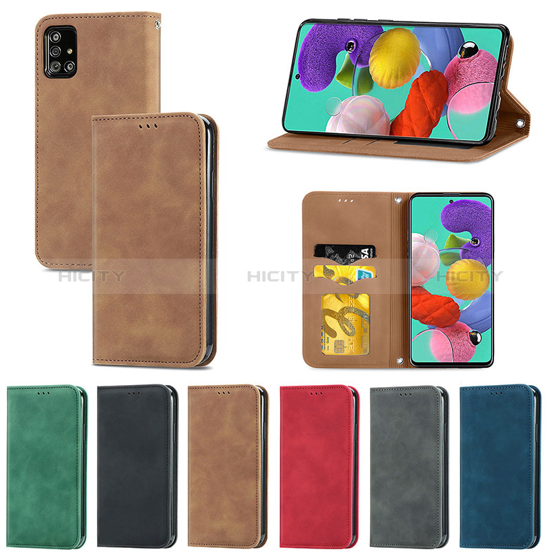 Handytasche Stand Schutzhülle Flip Leder Hülle S04D für Samsung Galaxy A51 5G groß