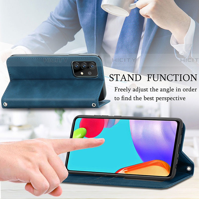 Handytasche Stand Schutzhülle Flip Leder Hülle S04D für Samsung Galaxy A52 5G groß