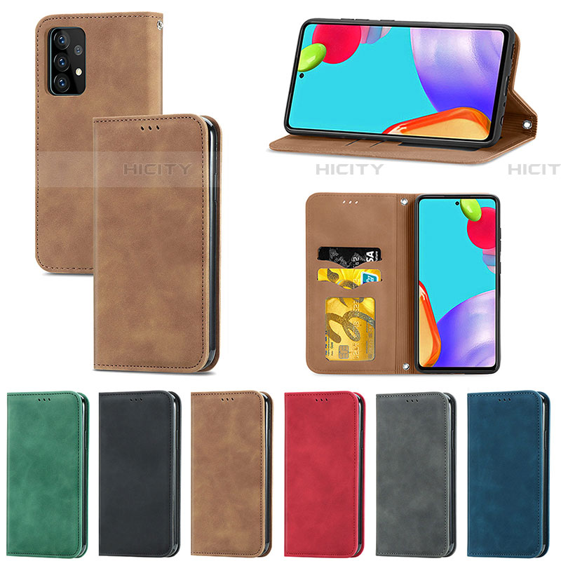 Handytasche Stand Schutzhülle Flip Leder Hülle S04D für Samsung Galaxy A52 5G groß