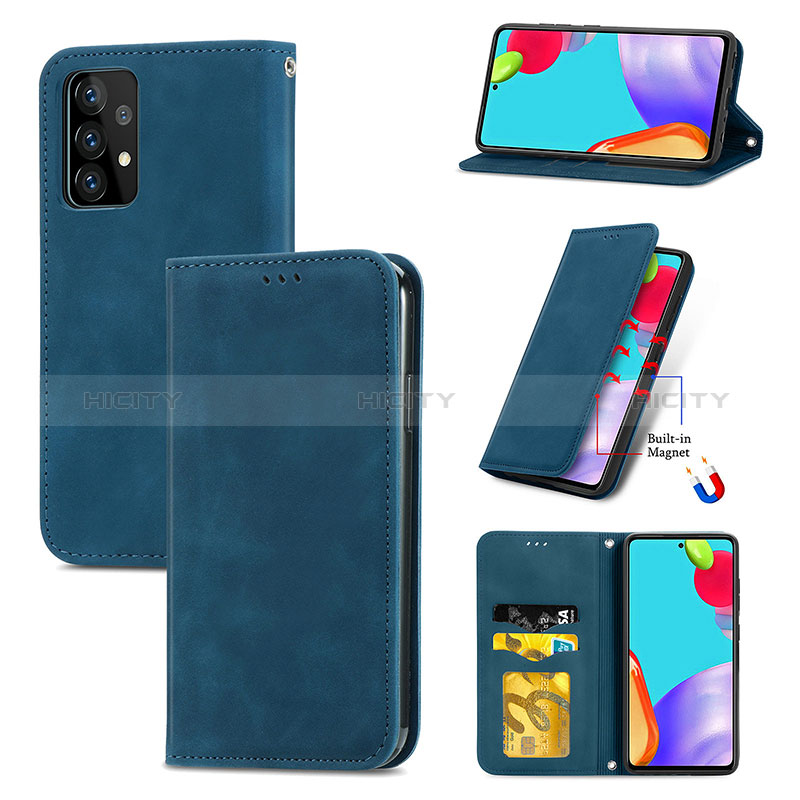 Handytasche Stand Schutzhülle Flip Leder Hülle S04D für Samsung Galaxy A52s 5G groß