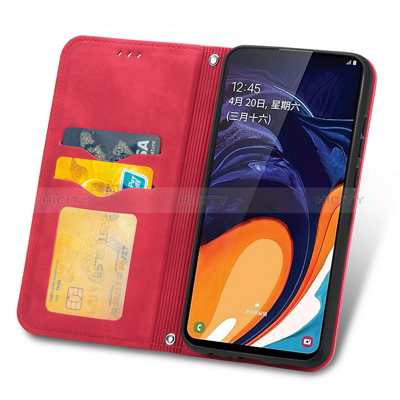 Handytasche Stand Schutzhülle Flip Leder Hülle S04D für Samsung Galaxy A60 groß