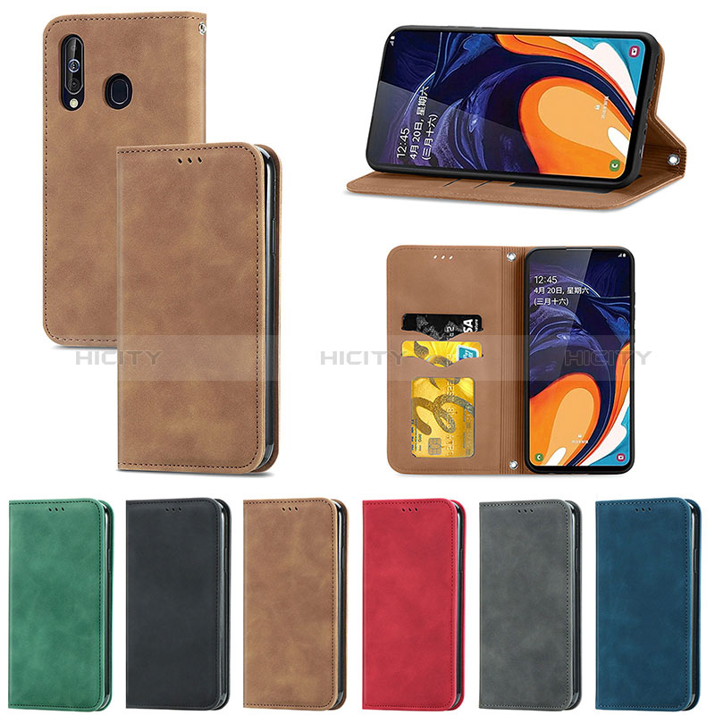 Handytasche Stand Schutzhülle Flip Leder Hülle S04D für Samsung Galaxy A60 groß