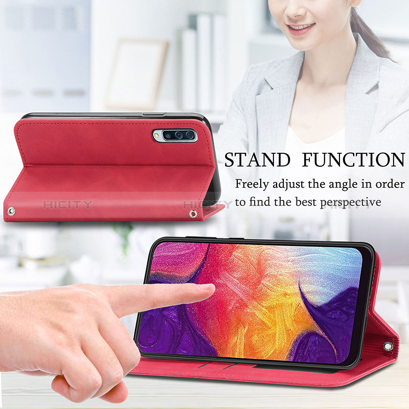 Handytasche Stand Schutzhülle Flip Leder Hülle S04D für Samsung Galaxy A70 groß