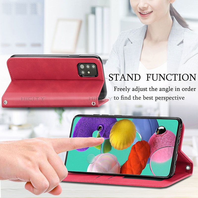 Handytasche Stand Schutzhülle Flip Leder Hülle S04D für Samsung Galaxy A71 4G A715 groß