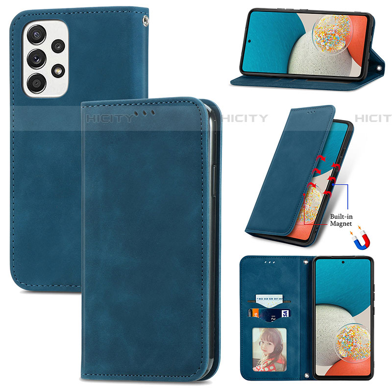 Handytasche Stand Schutzhülle Flip Leder Hülle S04D für Samsung Galaxy A73 5G groß