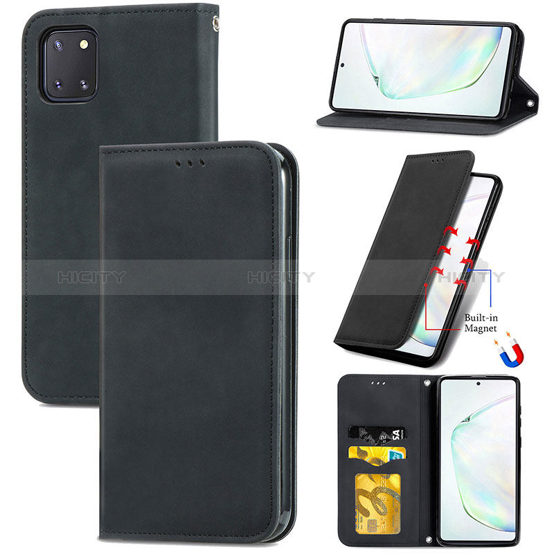 Handytasche Stand Schutzhülle Flip Leder Hülle S04D für Samsung Galaxy A81