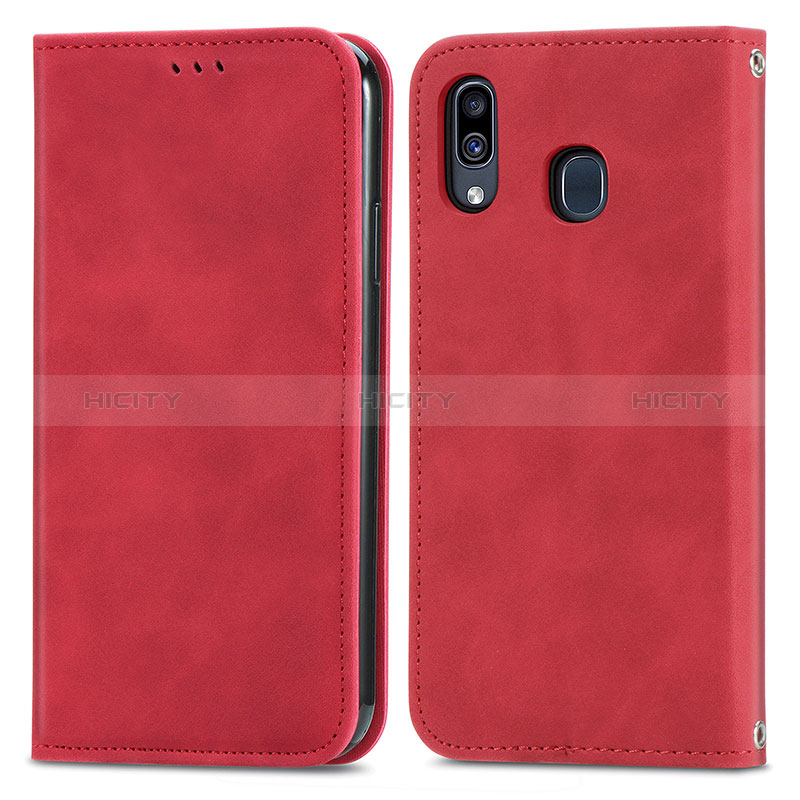 Handytasche Stand Schutzhülle Flip Leder Hülle S04D für Samsung Galaxy M10S Rot