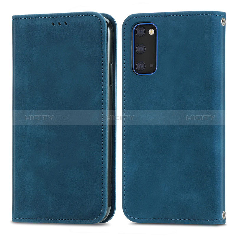 Handytasche Stand Schutzhülle Flip Leder Hülle S04D für Samsung Galaxy S20 Blau