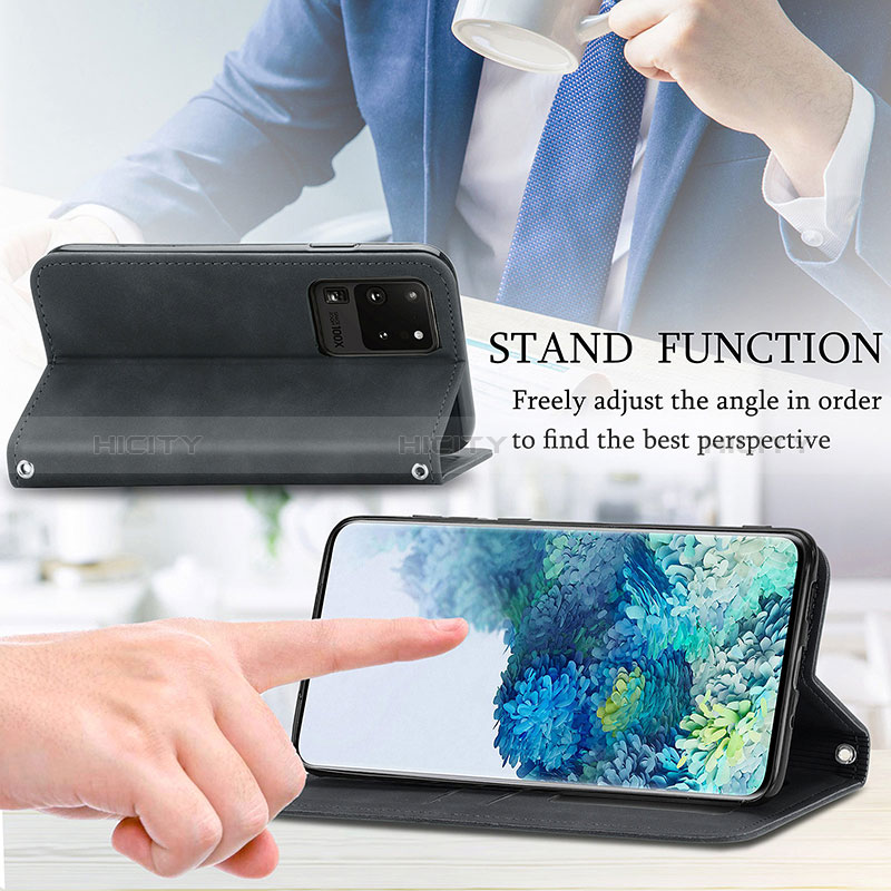 Handytasche Stand Schutzhülle Flip Leder Hülle S04D für Samsung Galaxy S20 Ultra 5G groß